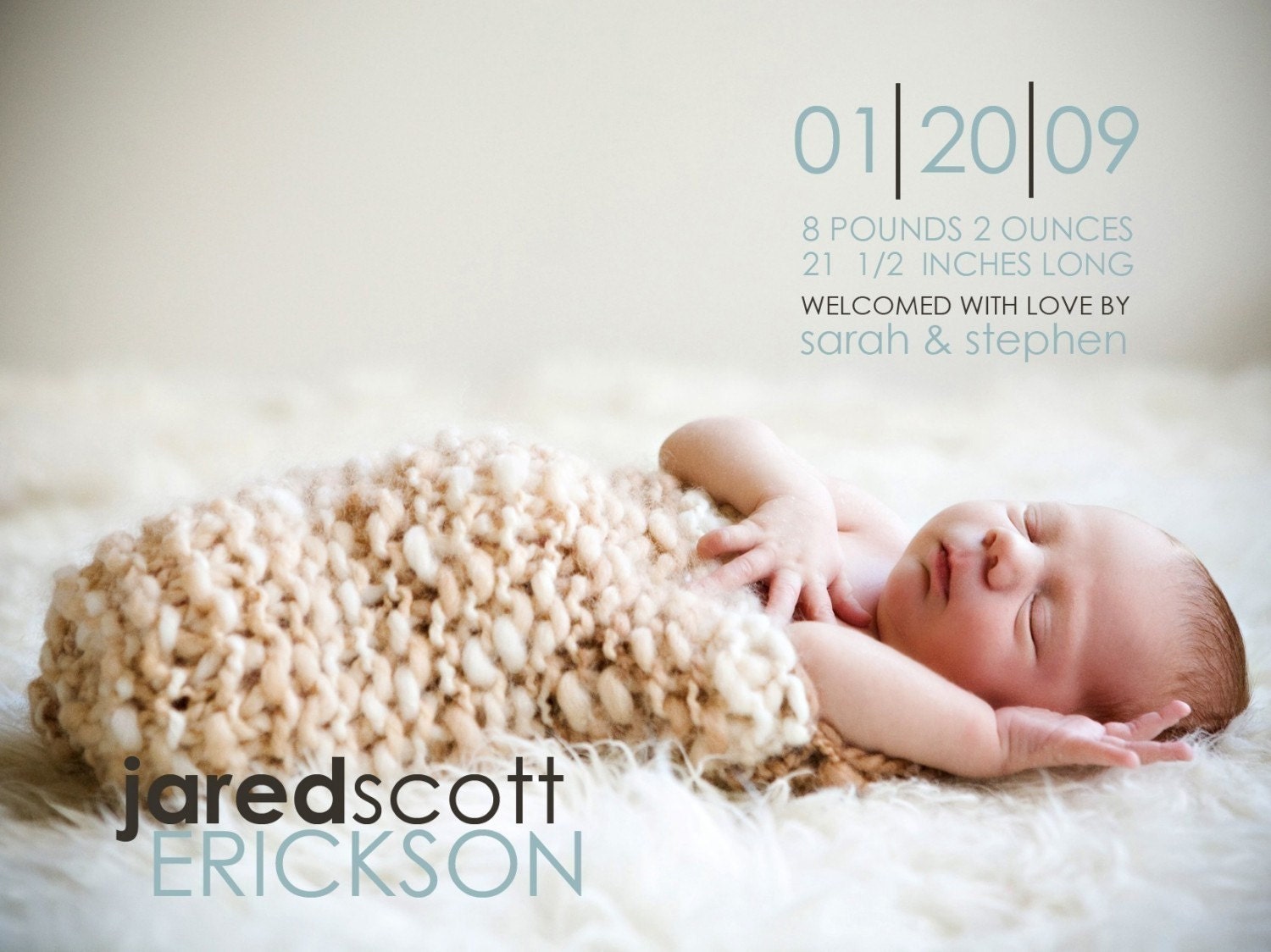 custom baby photo birth announcement - modern