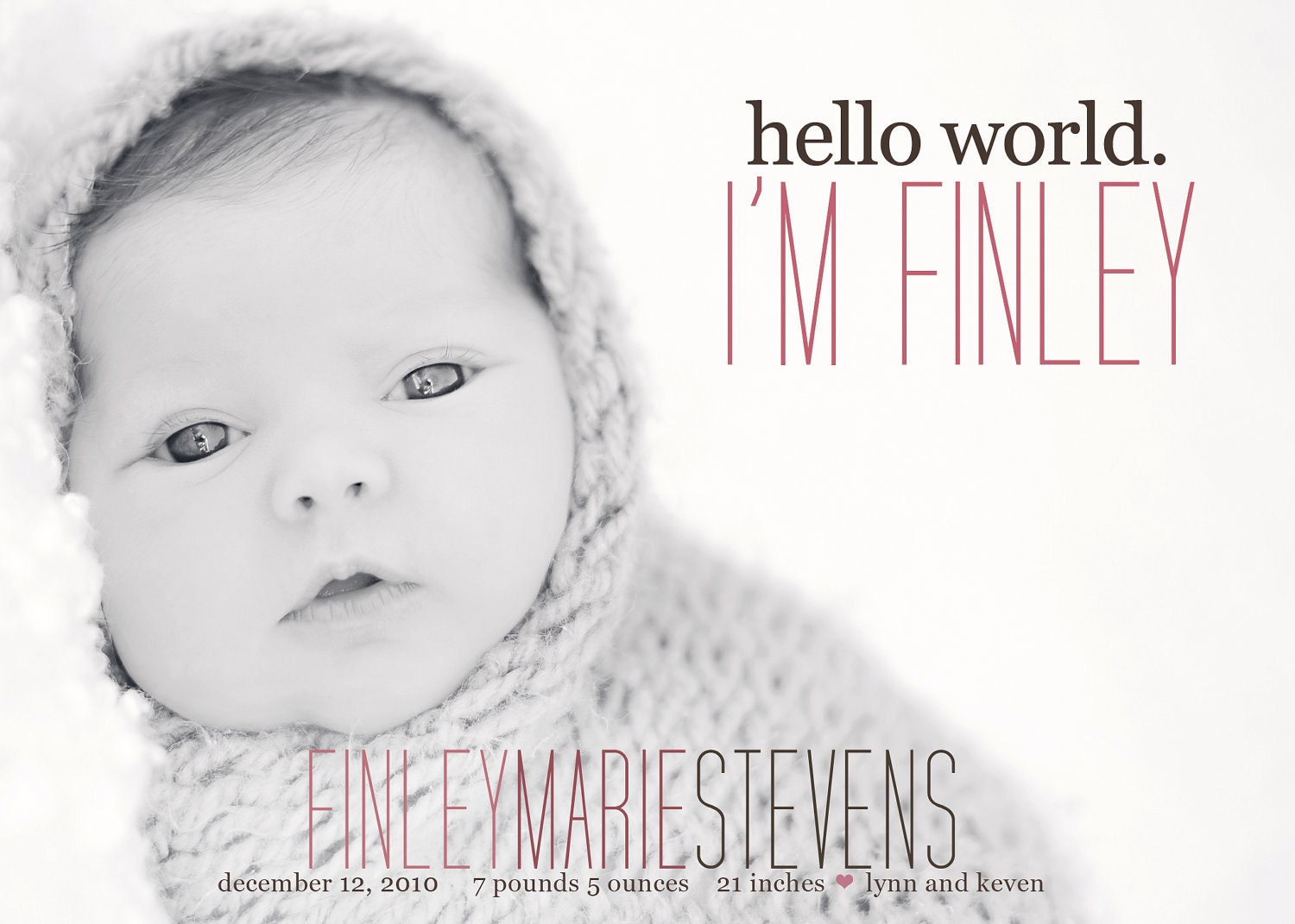custom photo birth announcement - hello world.