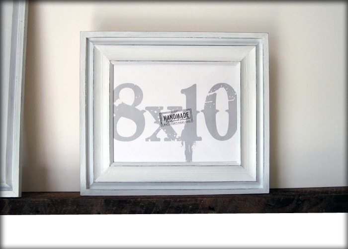 8x10 white picture frame .  cove style . rustic handmade picture frames .