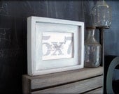 5x7 white rustic stacked pine picture frame . handmade .