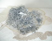 sparkly silver Christmas tinsel garland - 10 feet - vintage banner supplies - shabby chic cottage decor - hollywood regency