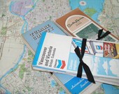vintage maps - in bundles of six - many different road trip destinations - retro supplies - shabby chic cottage decor - industrial supplies