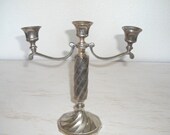 silver candle holder - ornate candelabra - shabby cottage chic - hollywood regency decor - wedding heirloom