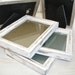 creamy white distressed picture frames with silver and gold accents - set of 5 - instant photo gallery or wedding table decor - cottage chic