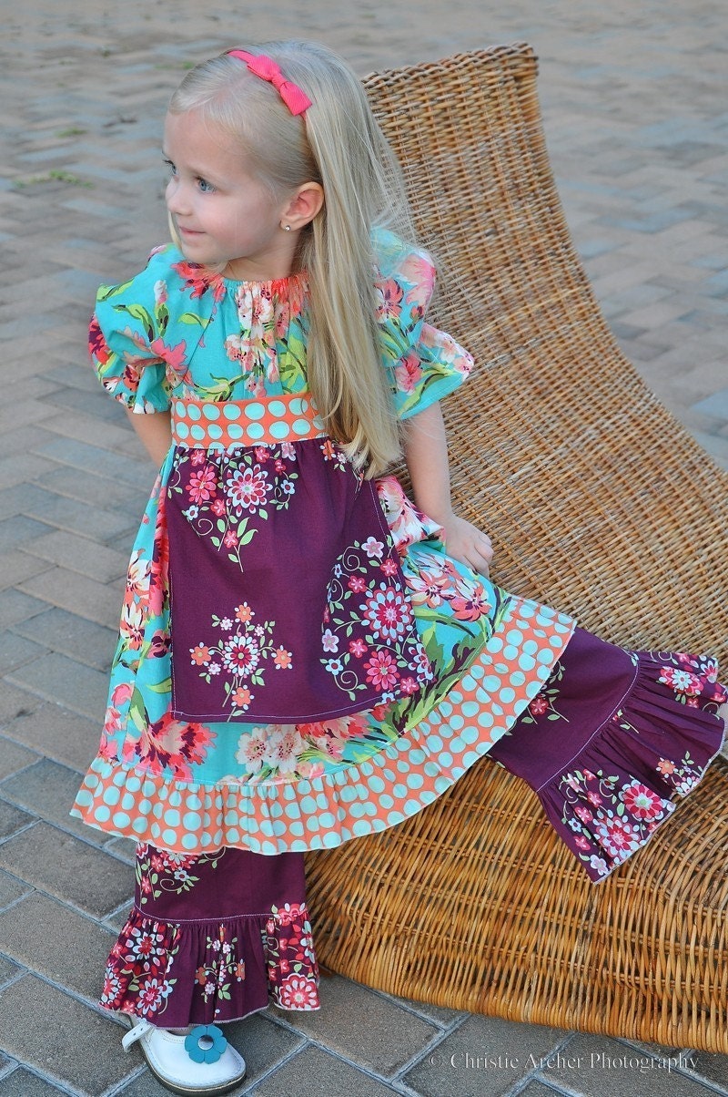 Bliss Bouquet - Picnic Apron Dress -- Available in Sizes 6m 12m 18m 2T 3T 4T 5 6 7 8