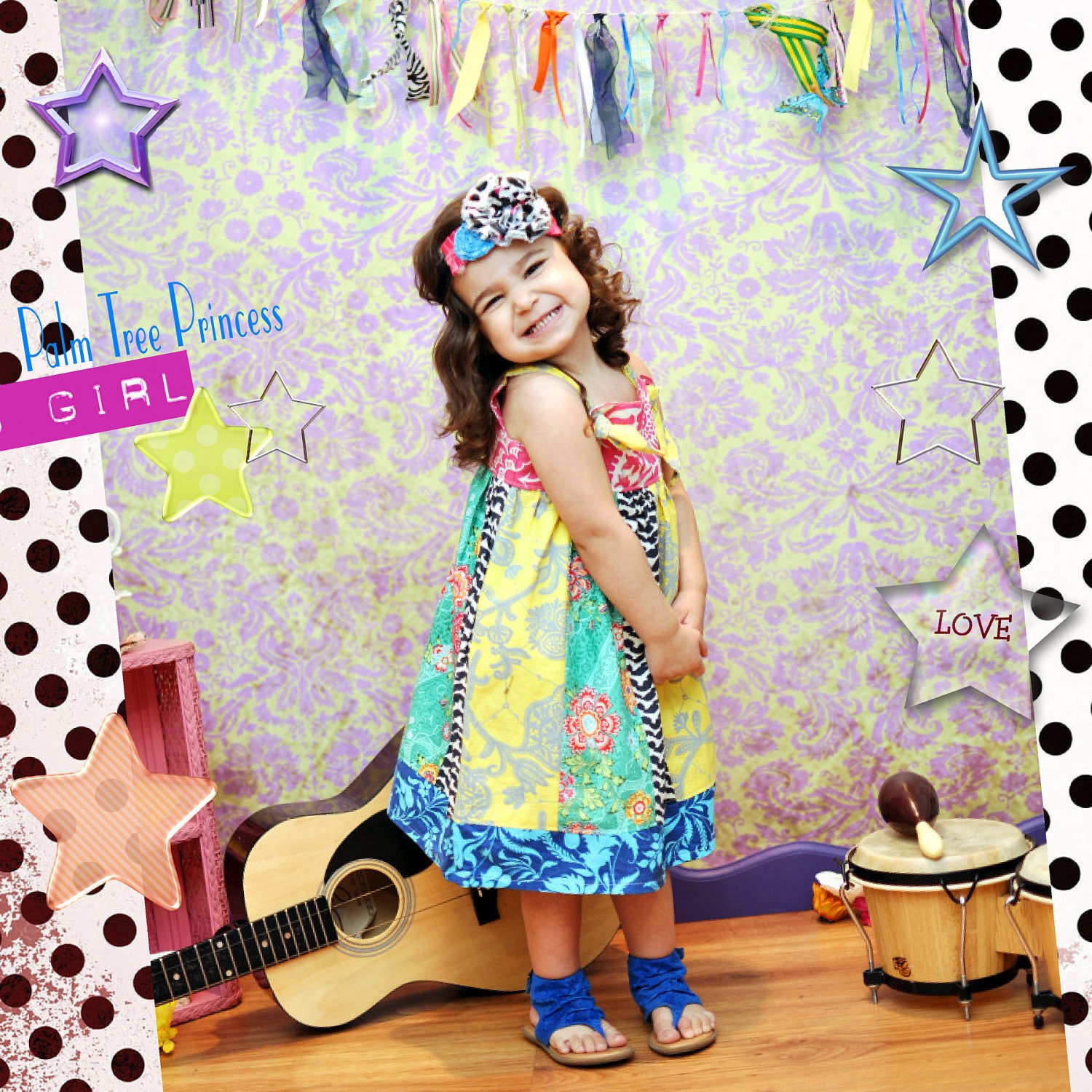 ROCK STAR - Twirly Knot Dress - Available in sizes 6m 12m 18m 2T 3T 4T 5 6 7 8