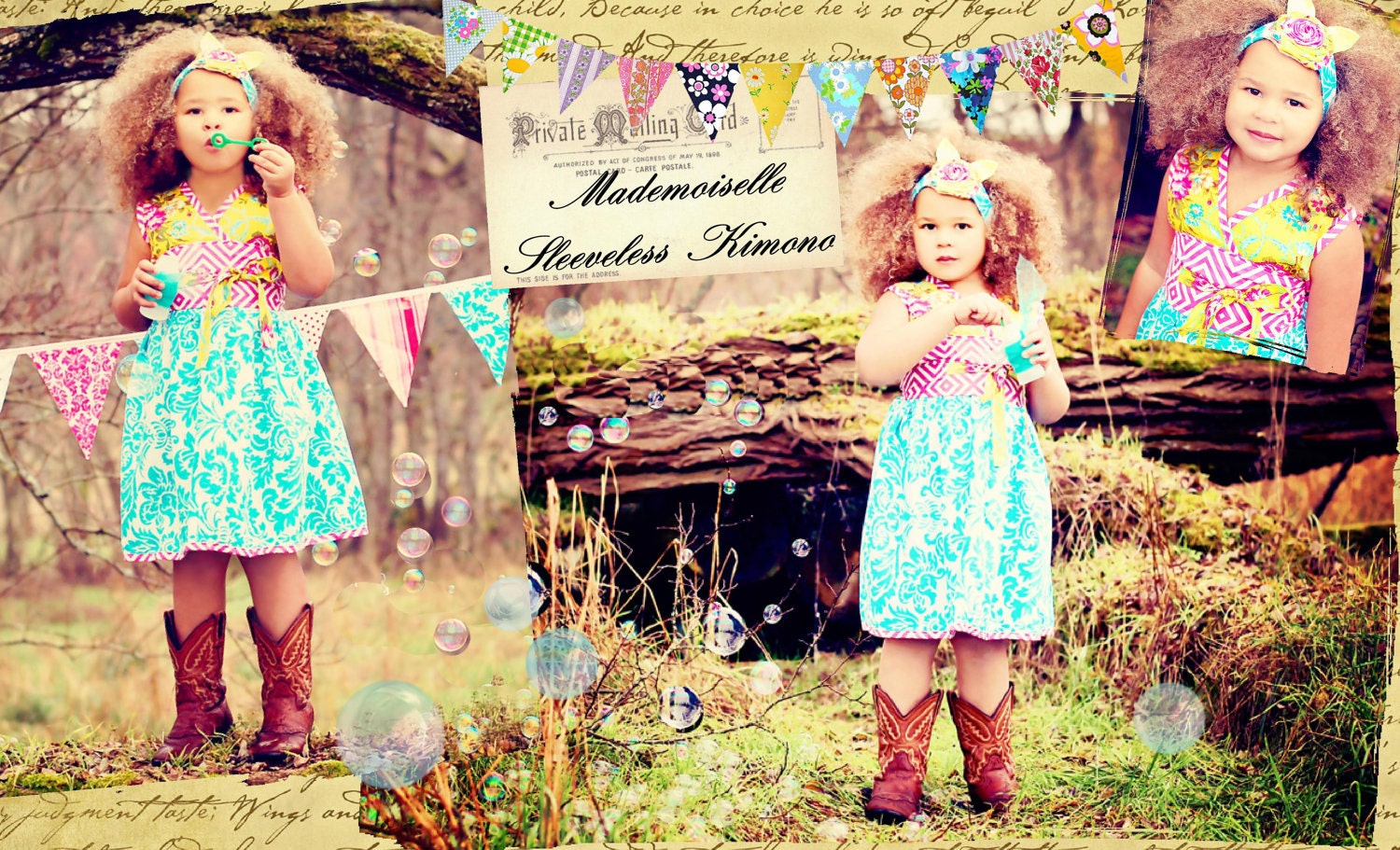 New Spring 2012 -- MADEMOISELLE - Sleeveless Kimono - Available in sizes 2T 3T 4T 5 6 7