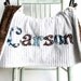 Monogrammed Baby Blanket in RAINDROP, Brown Minky and White Chenille, Personalized with Your Baby Boy's First Name in Designer Fabric