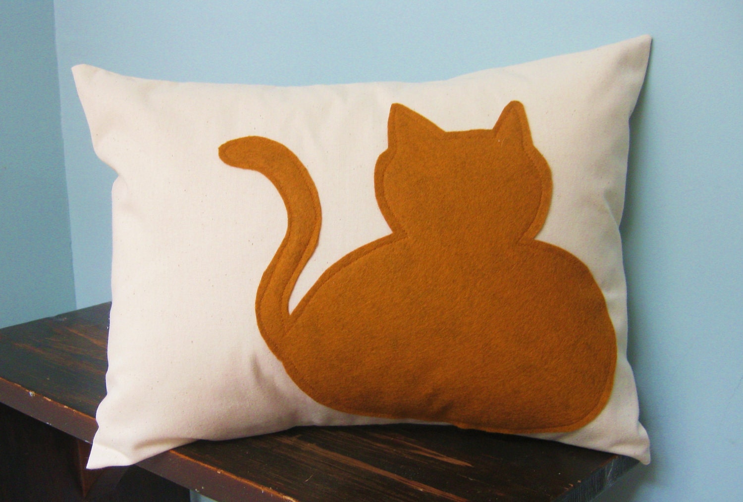 Orange Cat Silhouette Pillow Cover