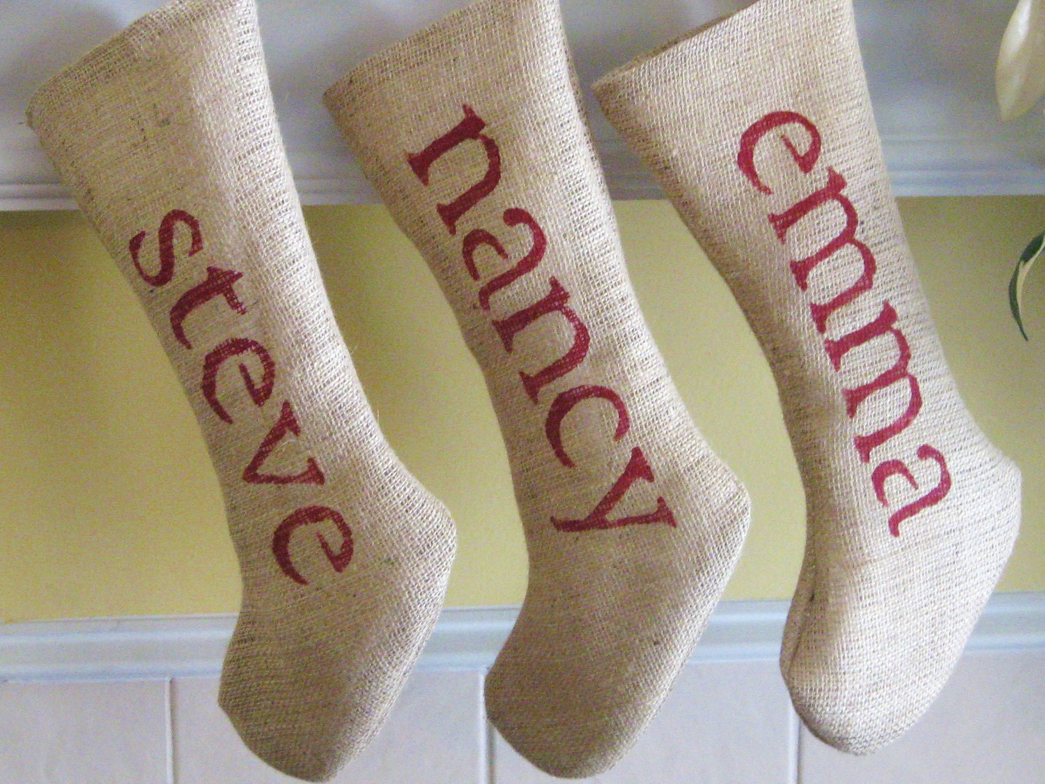FREE SHIPPING Custom Personalized Burlap Holiday Stockings