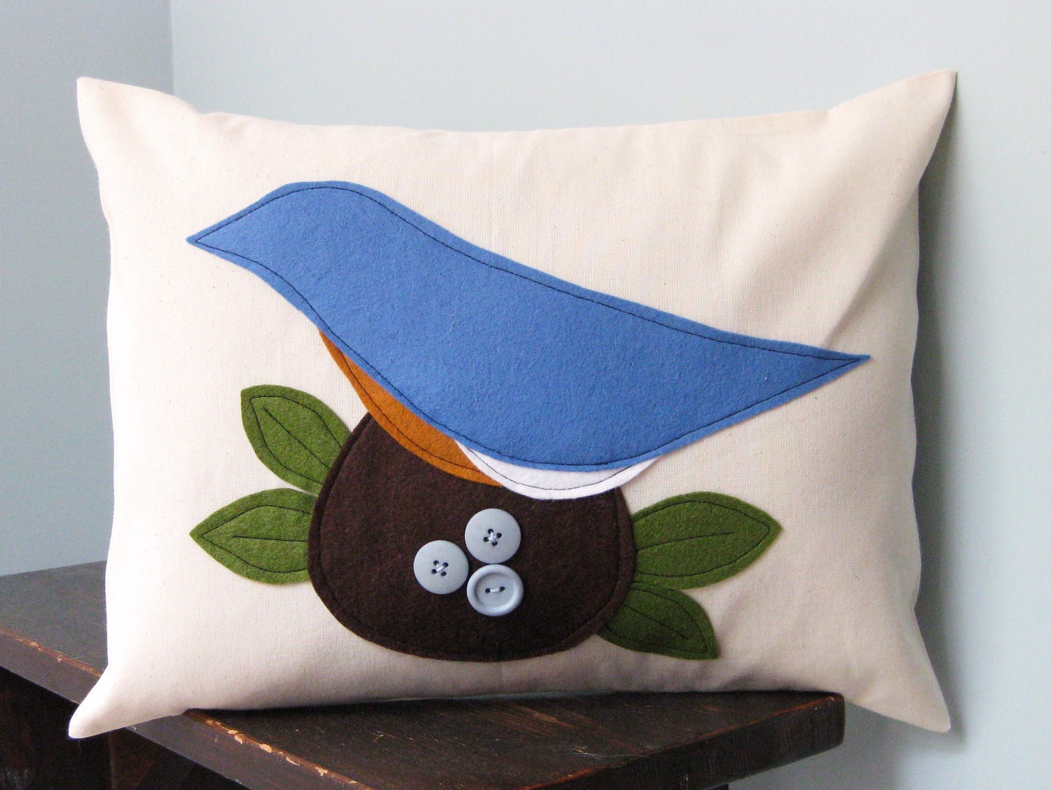 Eastern Bluebird with her Eggs Pillow Cover