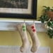 FREE SHIPPING Two Burlap Holiday Stockings with Your Choice of Covered Buttons
