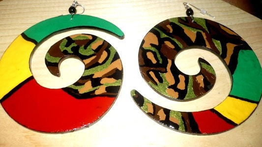 Rasta or RBG Warrior Gear Earrings