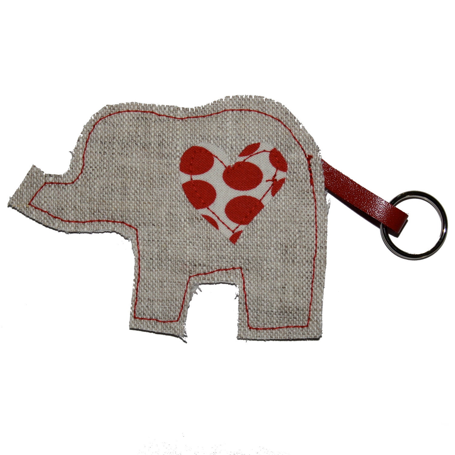 Elephant key chain - red heart