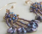 Jewel tone Hand beaded earring