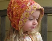 SALE Folksy Flannel Bonnet -Reversible -custom size