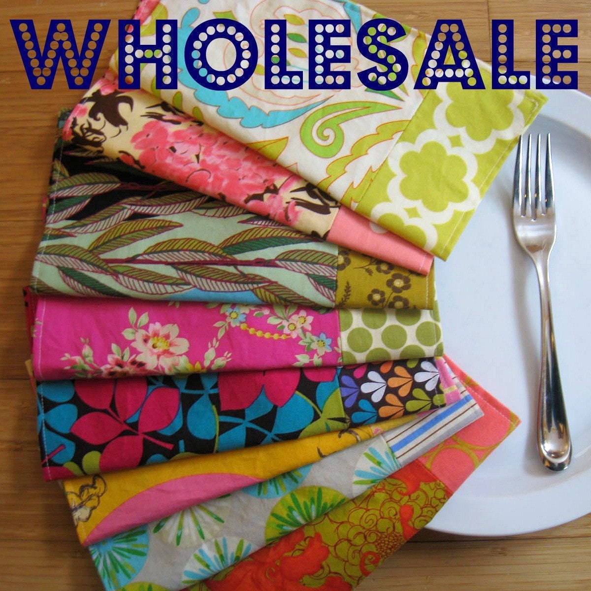 WHOLESALE - Reversible Cotton Napkins- 12 sets of 4