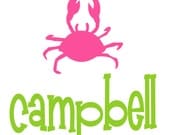 Smitten and Company NEW Personalized Custom Summer Crab Beach Shirt for Girls