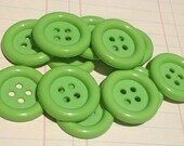 Big Green Buttons Sewing - 1 1/2" Wide - One Dozen -  Sewing Embellishments