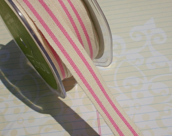 Cotton Striped Trim Pink - May Arts - Sewing Crafting Embellishments - 3 Yards