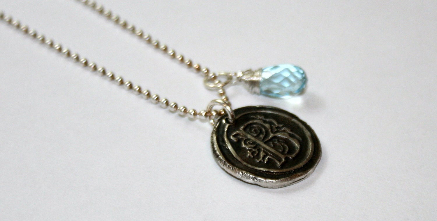 Make it personal- wax seal pendant initial with personal fingerprint