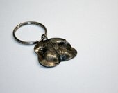 Nose print key ring in fine silver