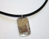 Fine Silver dog tag with personalied inscription and custom fingerprint