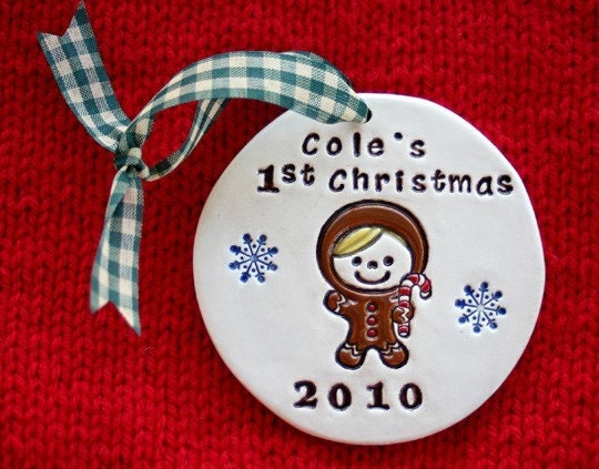 Personalized Baby's First Christmas Gingerbread Baby Boy or Girl Ornament - Custom Made To Order