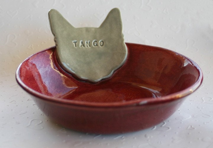 Personalized Kitty Cat Bowl Dish - 6 inches - Custom Made to Order