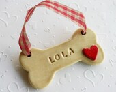 Personalized Dog Bone Ornament with 3D Heart - Custom Made To Order