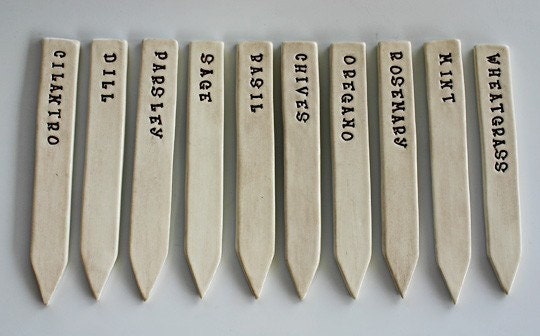 Special Order Reserved for Tom Faller - 6 Herb or Vegetable Garden Markers - Pottery Plant Stakes - Custom Order