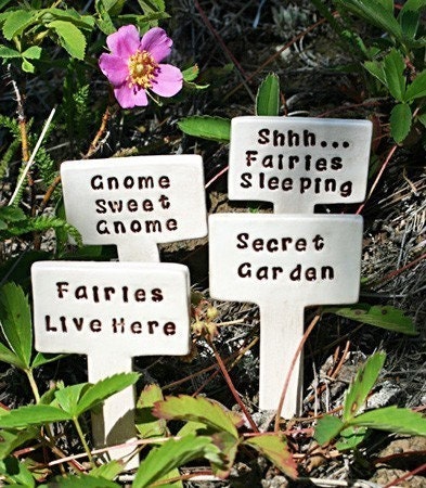 Shhh... Fairies Sleeping - Little Sign Marker Stake for Garden, Plant Pot or Terrarium - Made to Order