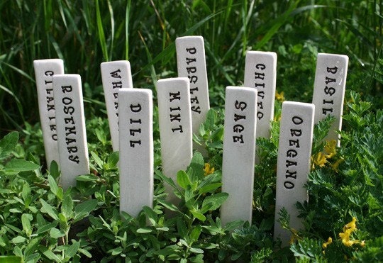 Herb or Vegetable Garden Markers - Pottery Plant Stakes - Custom Made to Order