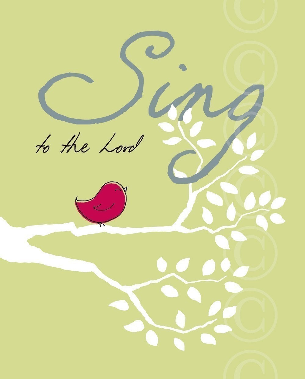 Sing to the Lord Christian Art - green art print