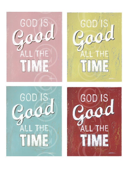 God Is Good All The Time - Red Retro Style Word Art