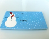 Large Blue Holiday Gift Tags with Snowman - Set of 12