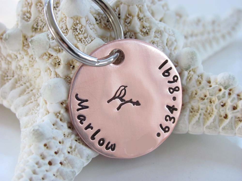 Custom Dog or Cat Pet ID Tag - Hand Stamped Copper - One Inch