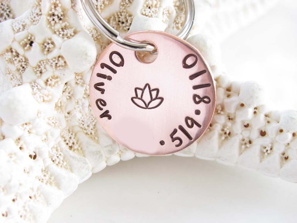 Custom Pet Tag, Hand Stamped Petite Copper, Hand Made