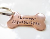 Dog Bone Tags, Custom Hand Stamped Copper, New Design for 2012