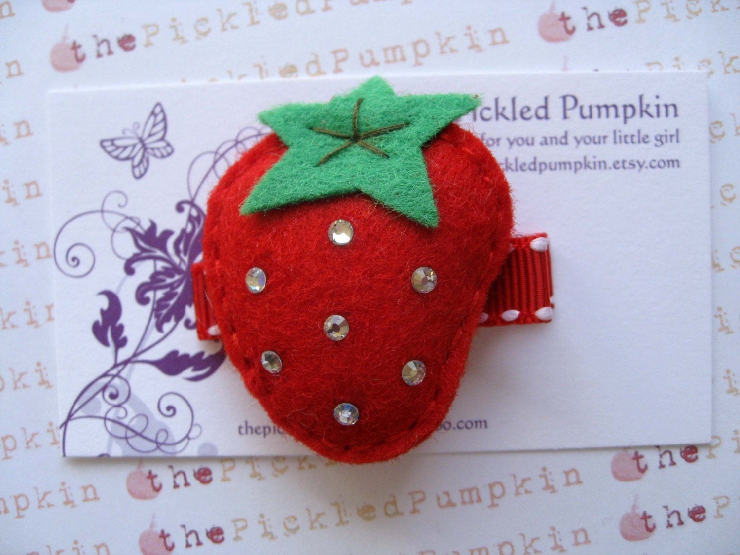 Puffy Red Strawberry Felt Clip