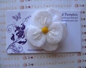 White Felt Flower Clip