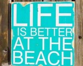 Typography Wood Sign- Life is Better at the Beach Wall Decor