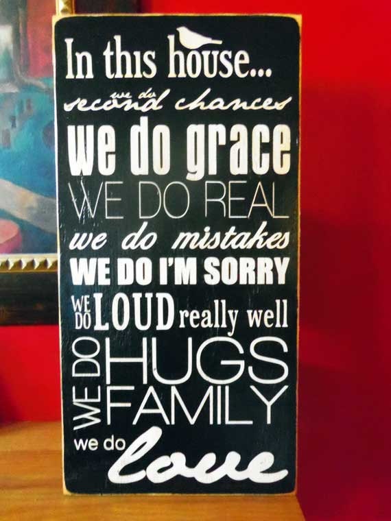Typography Wood Sign- In This House Wall Decor