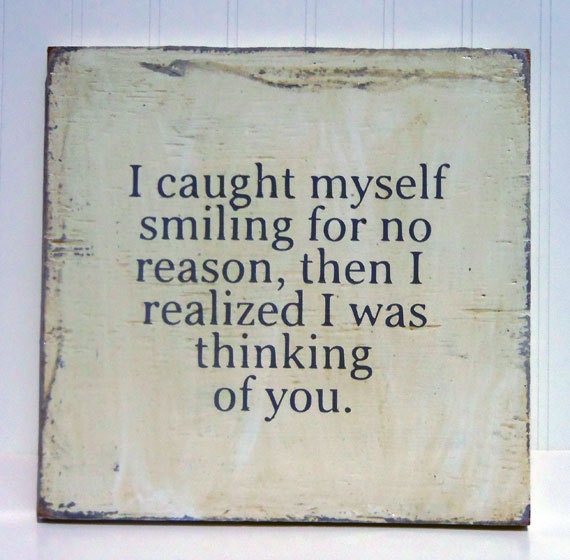 Typography Wood Sign - I Caught Myself Smiling Wall Decor