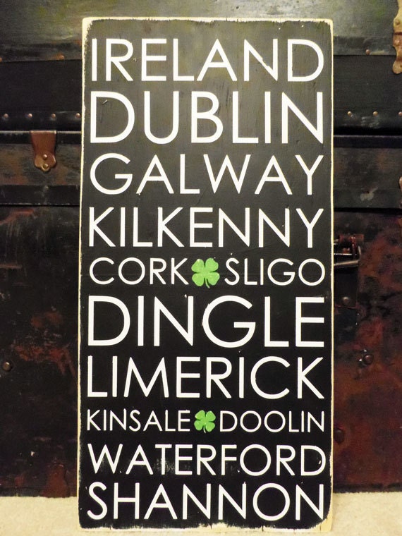 Typography Wood Sign- Irish Cities Subway Art Wall Decor