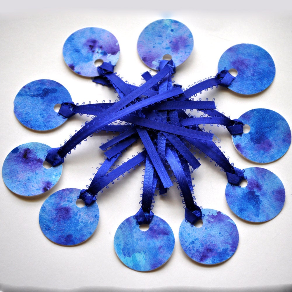 Blue Hang Tag Gift Set of 10 Watercolor Celestial