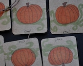Pumpkin Kraft Gift Hang Tags Twine Harvest Fall Autumn Set of 12 Dozen