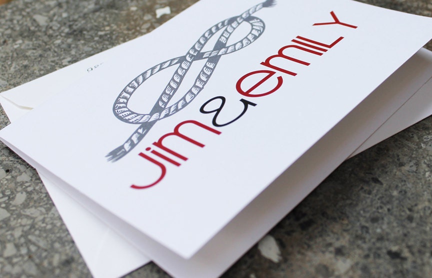 Personalized Stationery Folded Note Cards Tied the Knot
