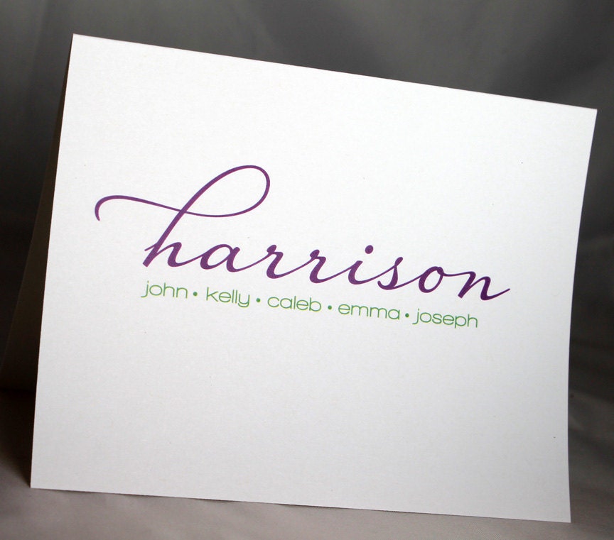 Personalized Family Stationery Set of 25