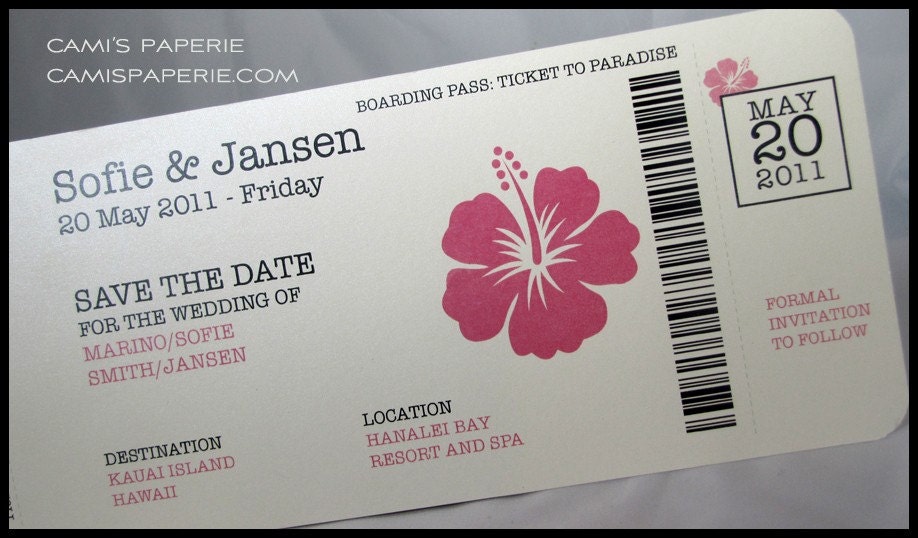 Save the Date Boarding Pass PDF Print It Yourself Digital Files